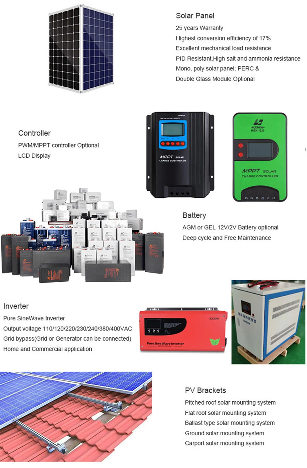 7kw Solar Energy System 7000W Solar Panel Kit for House