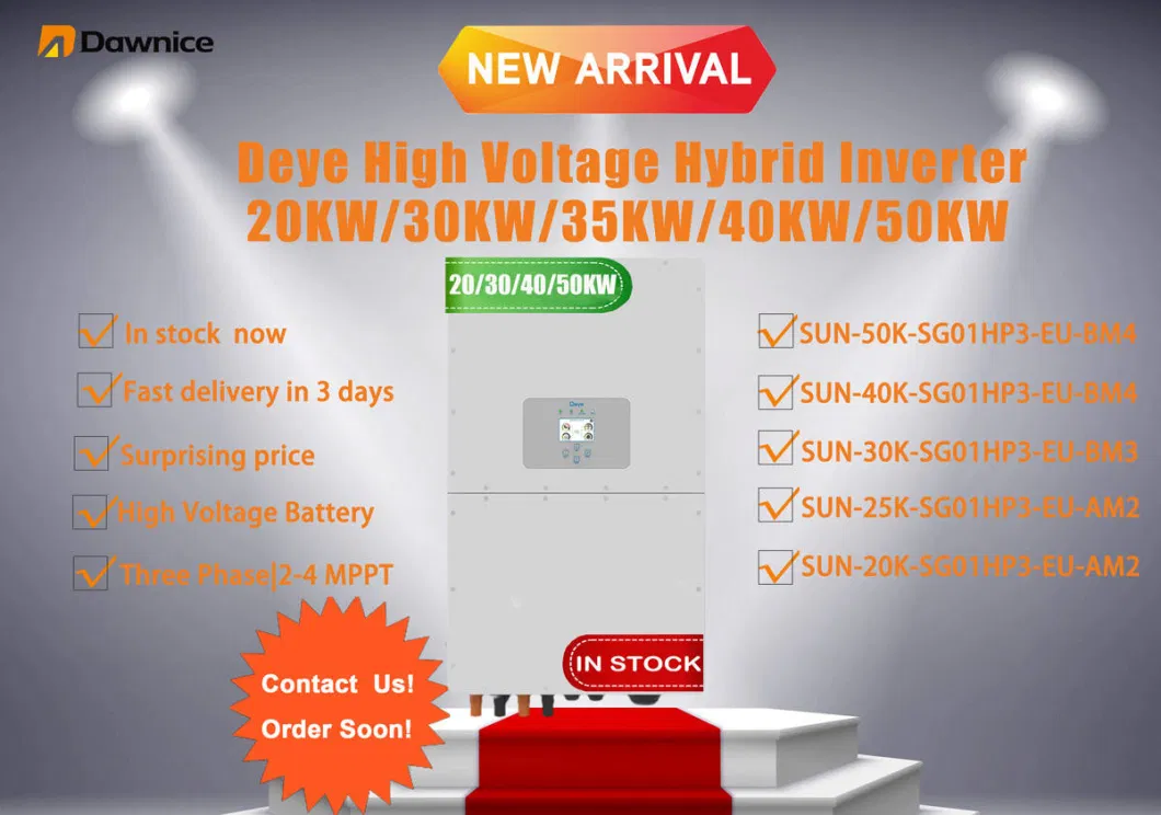 50 kVA Solar Inverter 40kw 50kw Deye Hybrid System off Grid Sg01HP3 Lithium Battery Wechselrichter 30kw 35kw Ibrido Trifase