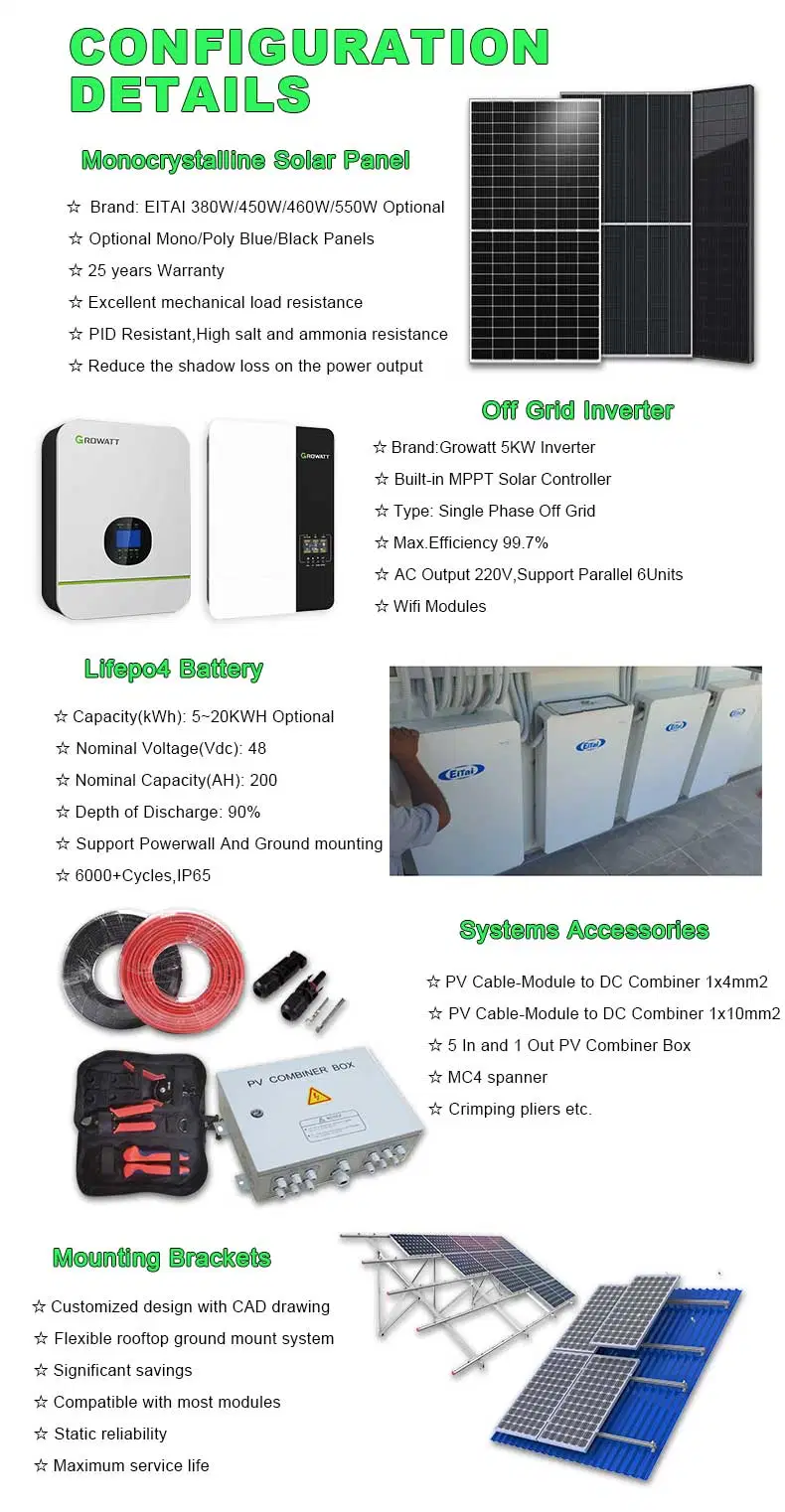 Eitai 40kw 40kVA 40 Kw Solar Panel System Full Solar Power Energy System Price Lithium Ion Battery Storage System Home