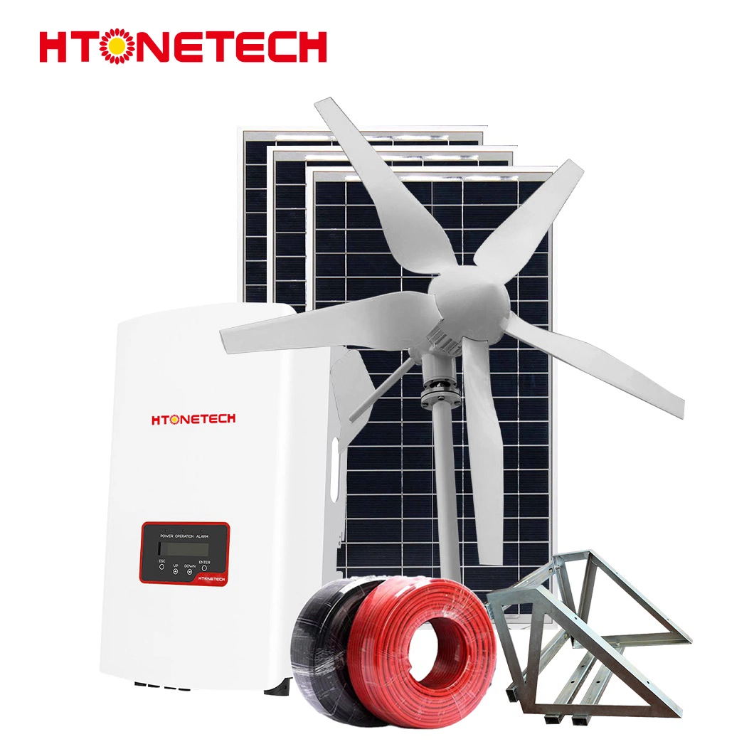 Htonetech China Monocrystalline Canadian Solar Panels 590 Factory 8kw 10kw 15kw 500W on Grid Solar Power System with 2 Kw Wind Generator