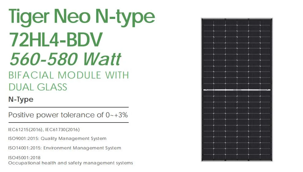 Bifacial Solar Panels 560W 565W 570W 575W 580W Tiger Neo N-Type 72hl4-Bdv 560-580 Watt