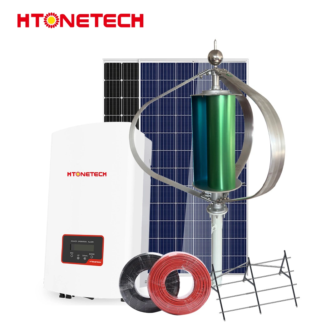 Htonetech China Flexible Thin Film Solar Panel Suppliers 30kwh 40kwh 50kwh 60kwh 3kv Solar Power System with New Wind Turbine