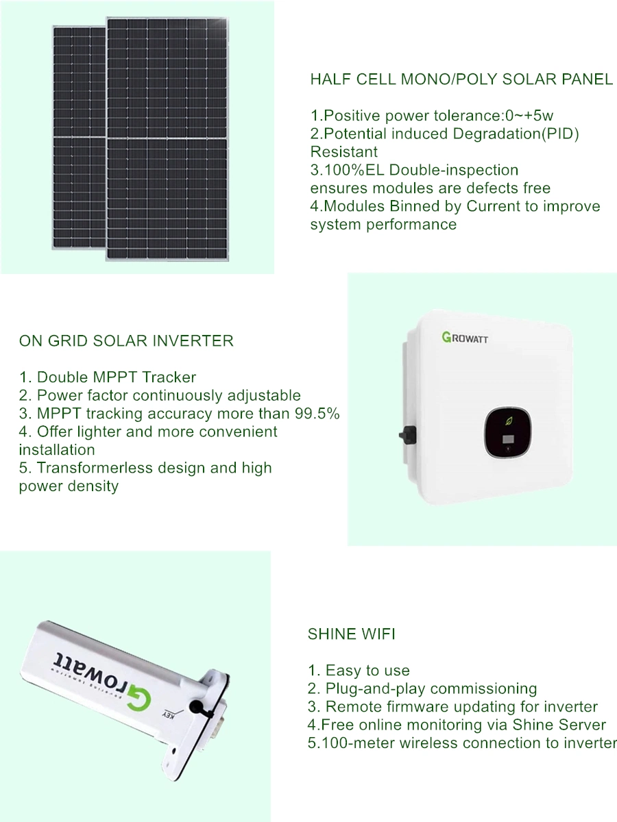 3 Kw Solar System Kit Fotovoltaico 6 Kw on Grid Solar Power Set Photovoltaic for Home