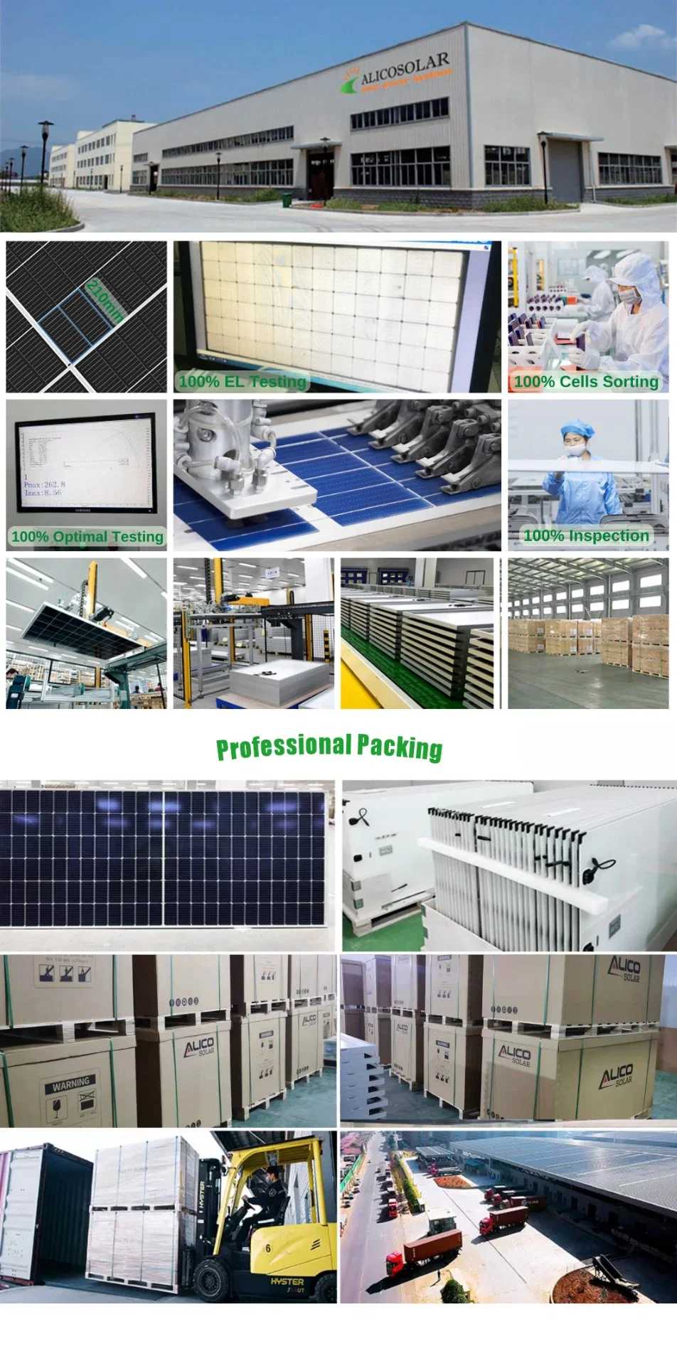Home Fotovoltaic Solar Panel Alicosolar 5 Kw 6kw 10kw 10000 Watt Solar Montage System Hybrid House Warehouse Use Basic Customization