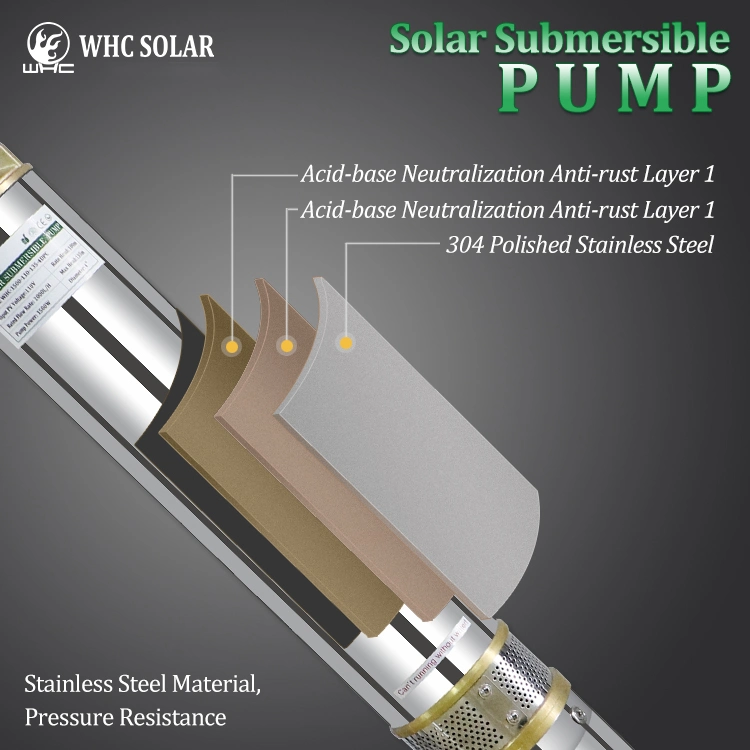 Whc Portable Deep Well1.5kw Solar Submersible Water Pump System Solar Water Pump