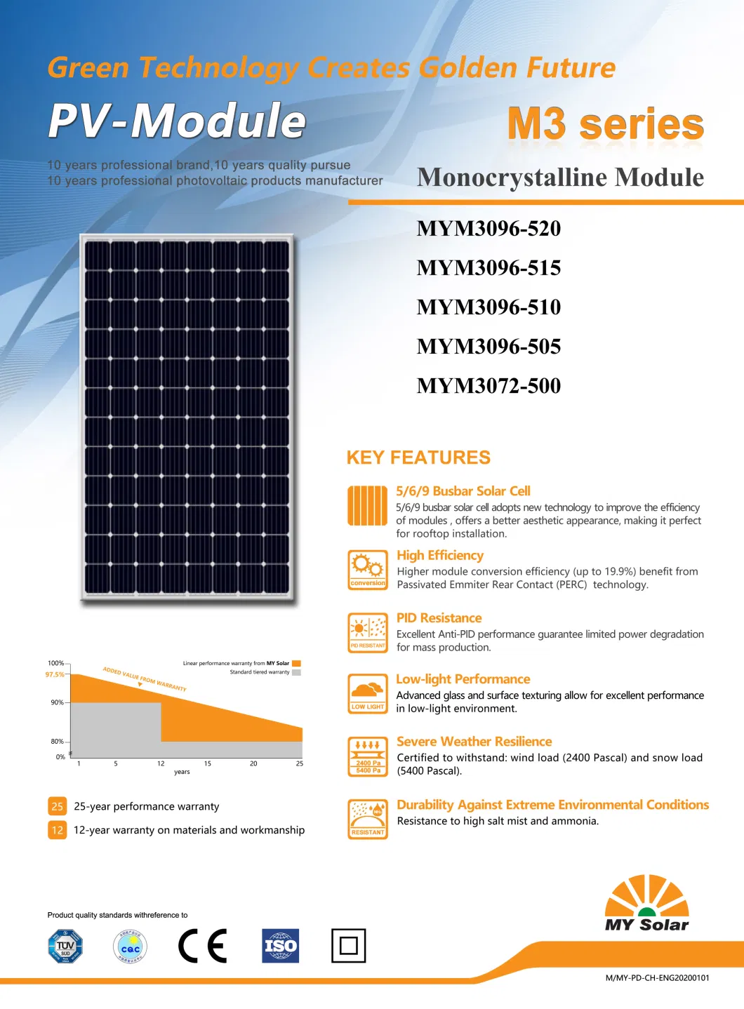 Mysolar 500W 3 Kilowatt Solar Panel Price