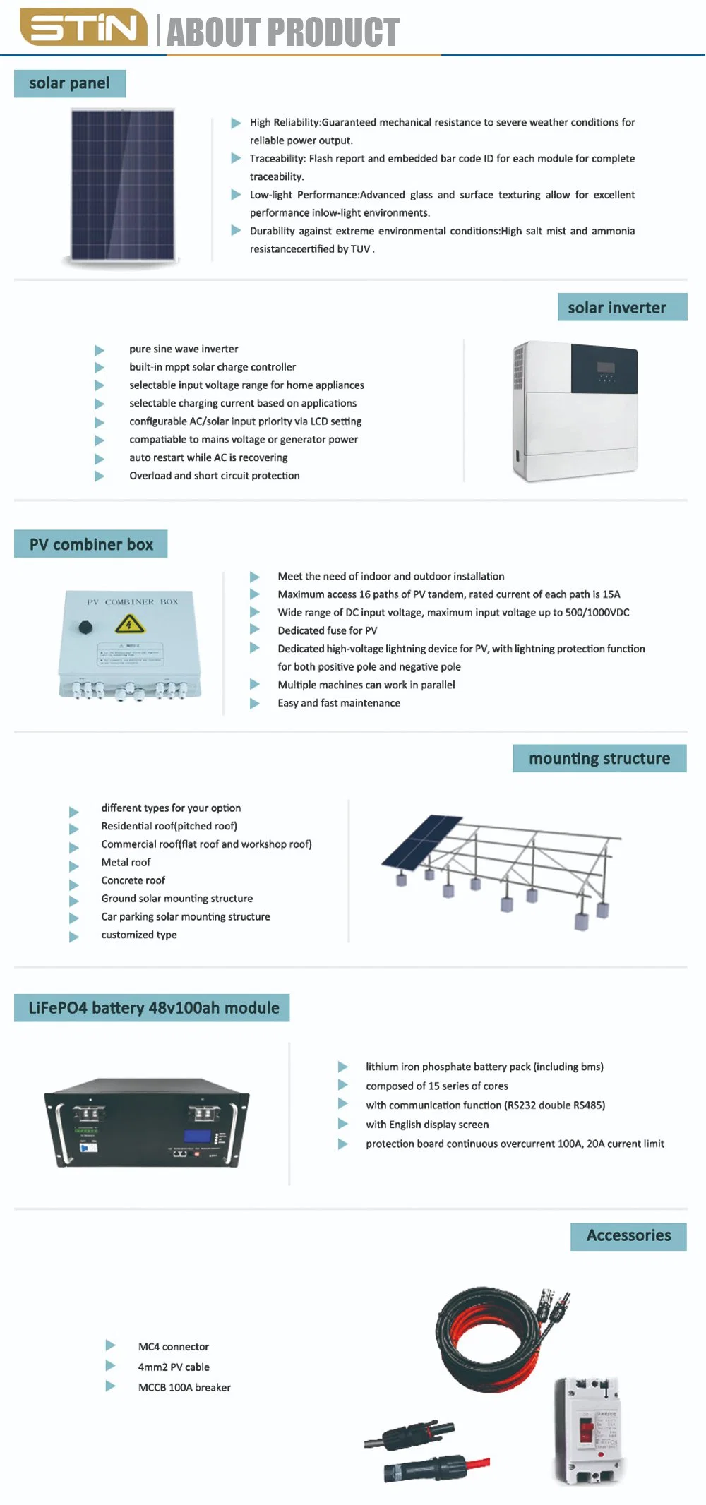 Home off Grid 3000W 3kw 5kw 5000W Renewable Photovoltaic PV Panel Solar Energy Systems for House Electricity Power Use with Inverter and LiFePO4 Lithium Batter