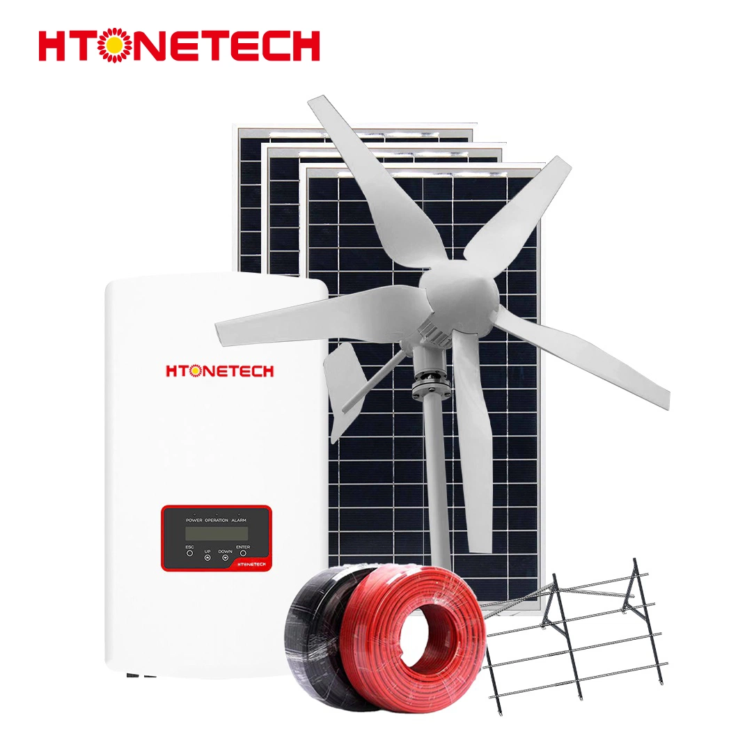 Htonetech China 300W 36V Solar Panel Factory 10000W Complete Simple Solar Power System with 1.5 Kw Wind Turbine