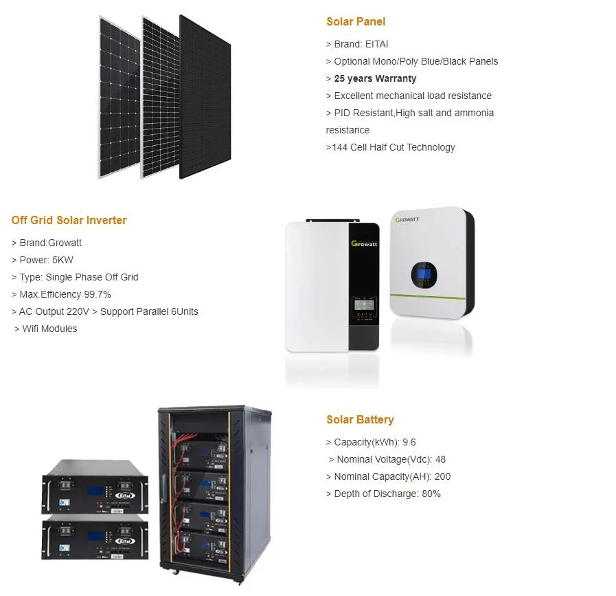 Eitai 15kw 15 Kw 15kwh 15 Kwh Solar System, OEM High Efficiency off Grid Photovoltaic Solar Panel System