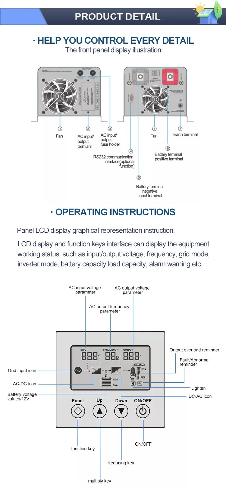 Factory Price 1kw 1.5kw 2kw 3kw 4kw 5kw 6kw 8kw Solar Energy Inverter