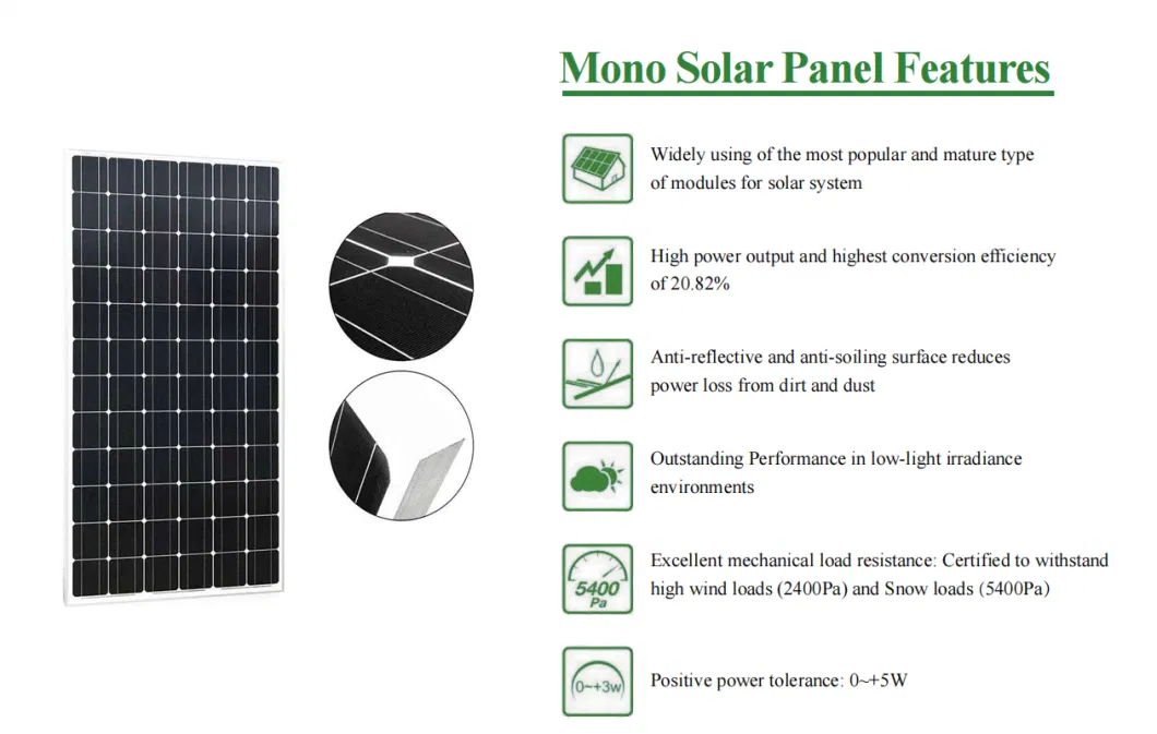 Mono Monocrystalline Ground Rooftop Mounted PV Power 550W 5 Kilowatt Solar Panel