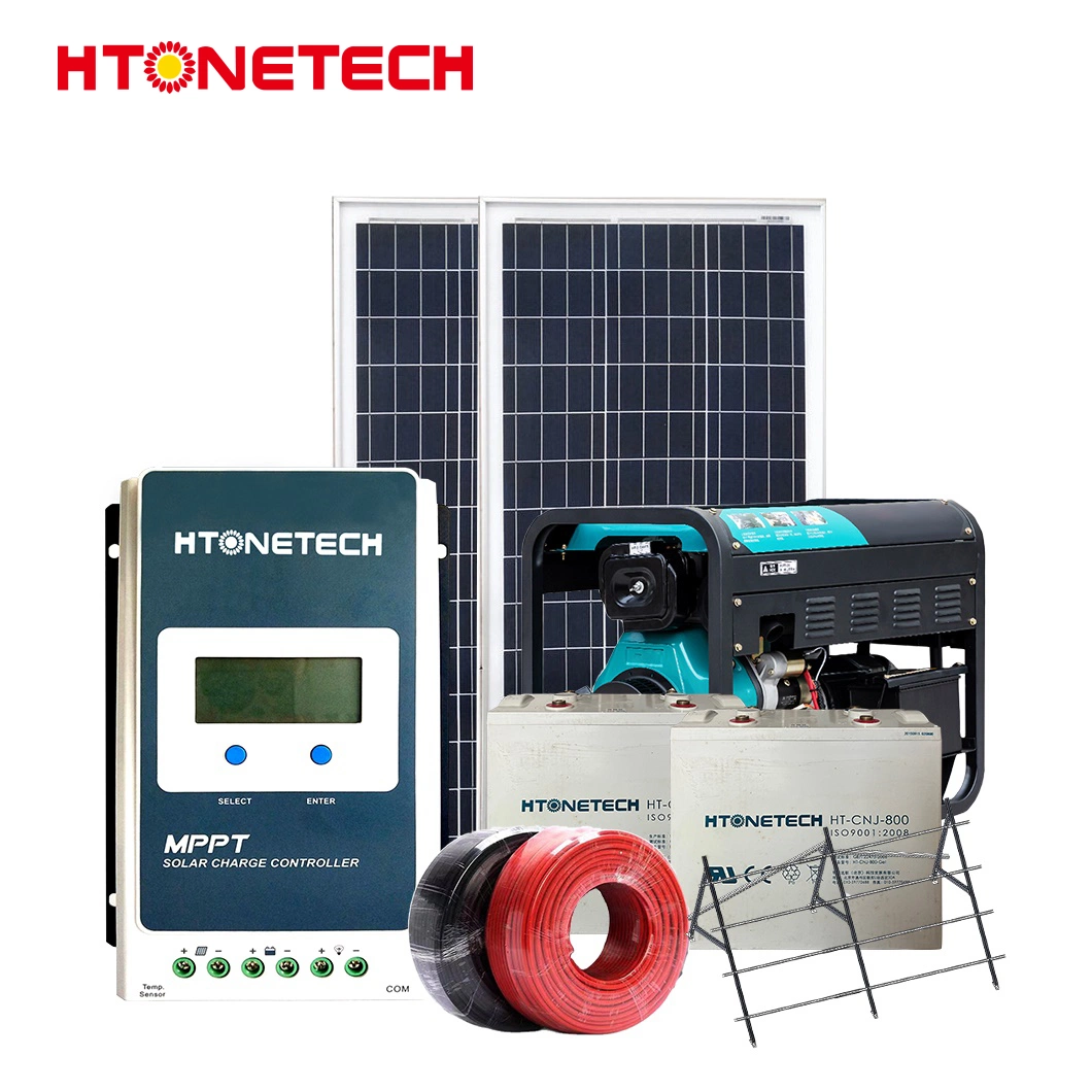 Htonetech off Grid 5kw Solar Power System Wholesalers China 300W 30W Solar Cells Monocrystalline Silicon 500 kVA Diesel Generator 5kVA Hybrid Solar System Price