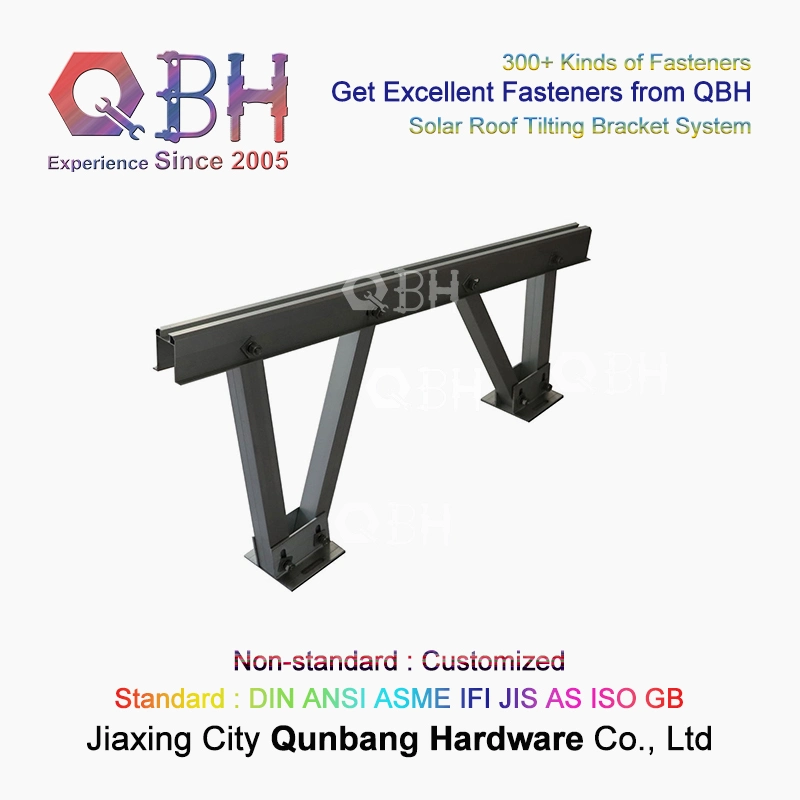 Qbh Customized Civil Commercial Industrial Solar Power Energy System Object Roofing Roof Sloping Tilting Mounting Bracket Rack Stand for Photovoltaic PV Panel