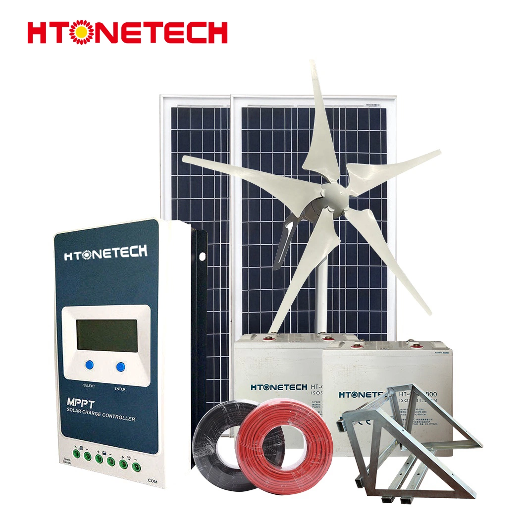 Htonetech Monocrystalline Flexible Full Black Solar Panel Manufacturing 1.5 Kw Solar System China Wind Diesel Hybrid System with Wind Solar Turbine