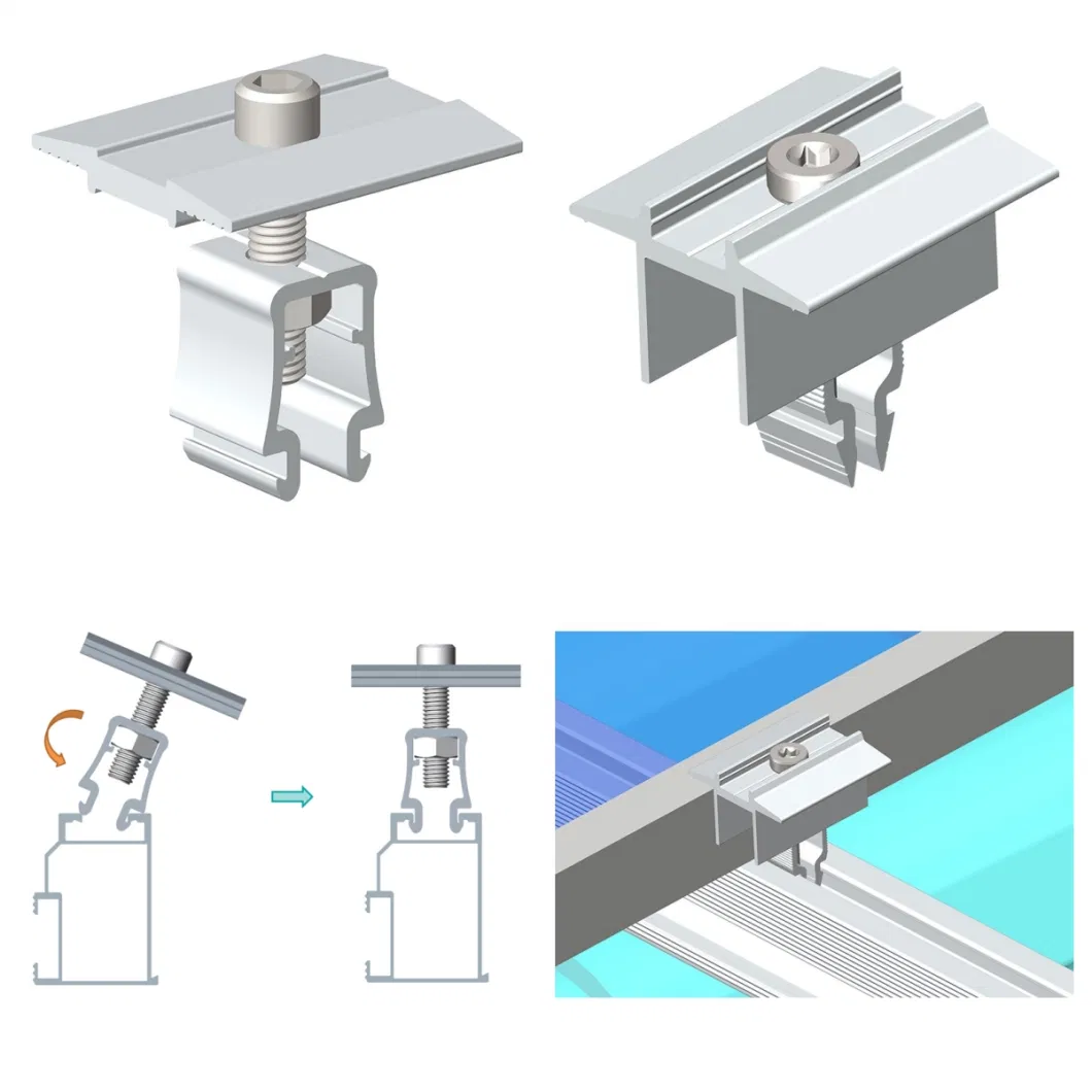 China Factory Aluminium Solar Mounting Clamp OEM Black MID Clamp for PV Panel Installation