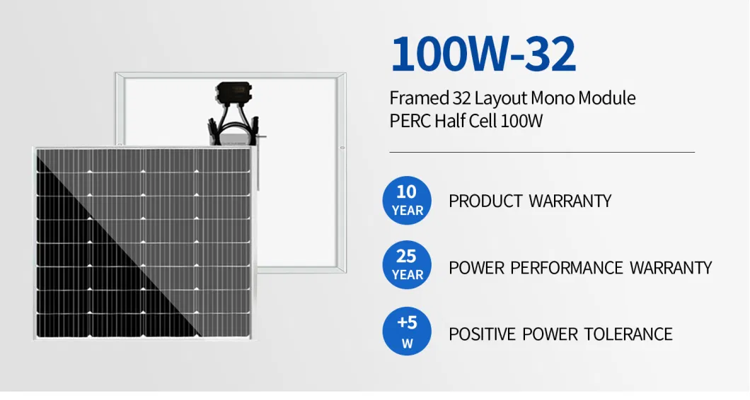 off on Grid Half Cell Black Renewable Energy Power 3kw 6kw Home System Solar Panel 100W