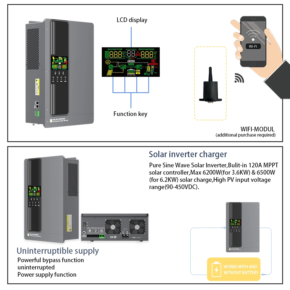 10kw Low Frequency Pure Sine Wave Solar Inverter System Hybrid Inverter