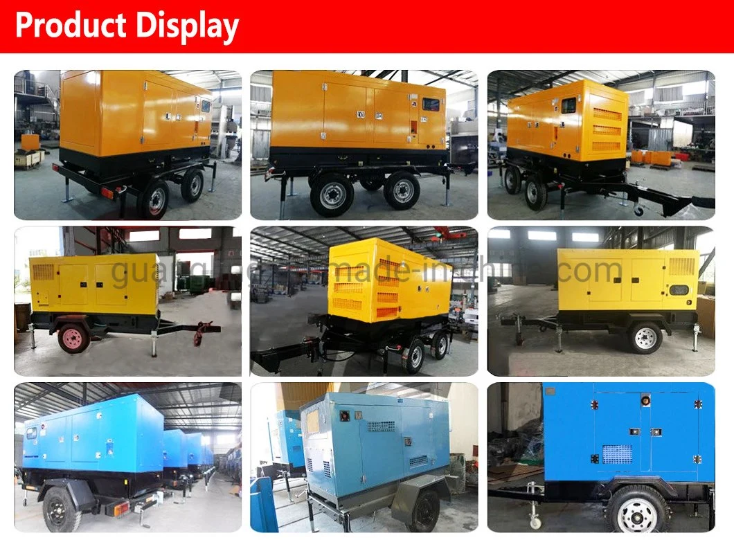 15kw 20kw 25kw 30kw 40kw 50kw 60kw 75kw 80kw 100kw Solar Power Silent Diesel Mobile 3 Phase Electric Power Generator Trailer Price List