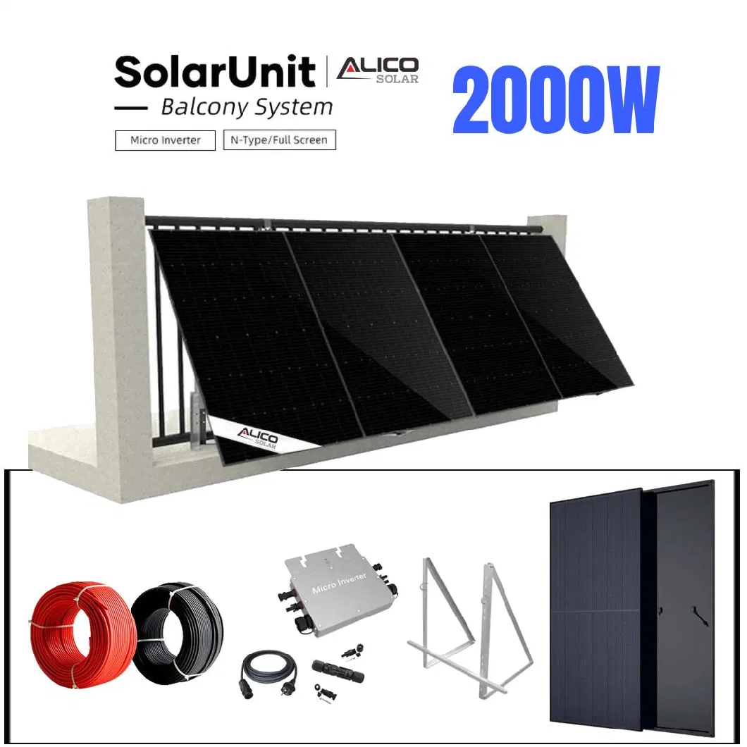 Balcony Solar Solution on Grid off Grid Solar System 1kw 2kw 3kw Solar Balcony System Inverter Power Low Voltage Battery Hybrid Inverter