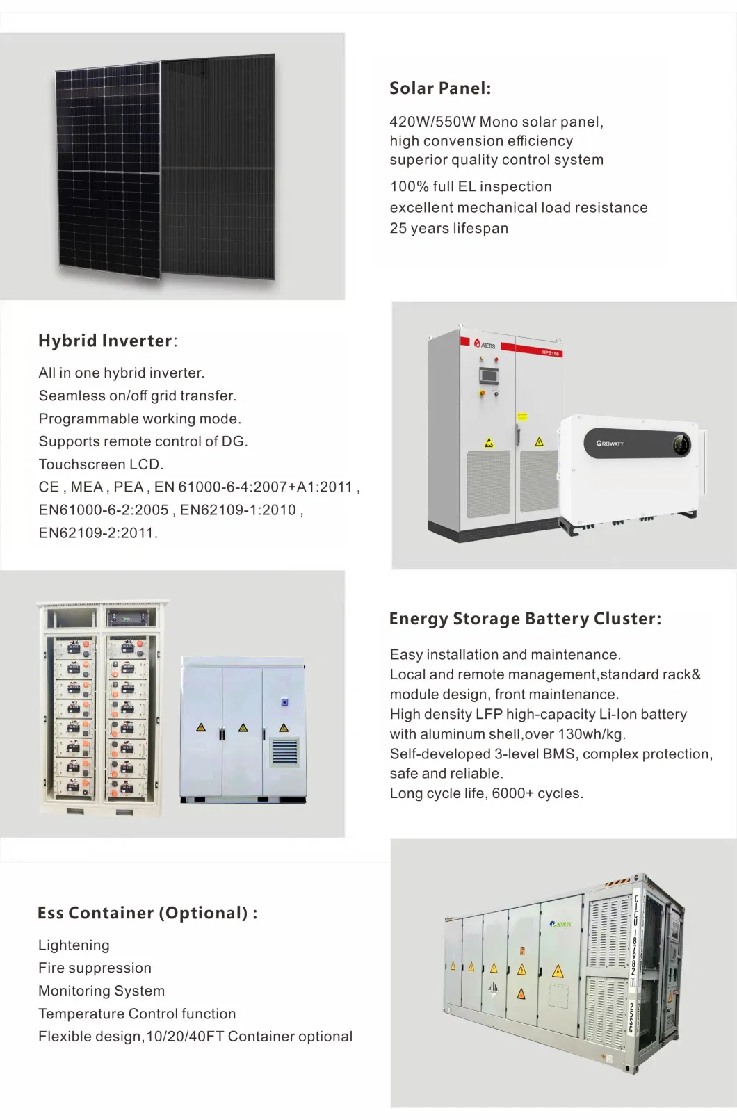 High Quality 50kw Photovoltaic Panel Energy Storage System Solar Power Generator
