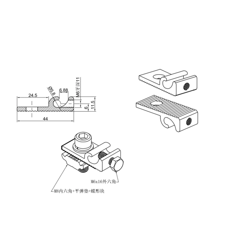 Solar Panel Mounting Earthing Kit Grounding Lug Panel Clip