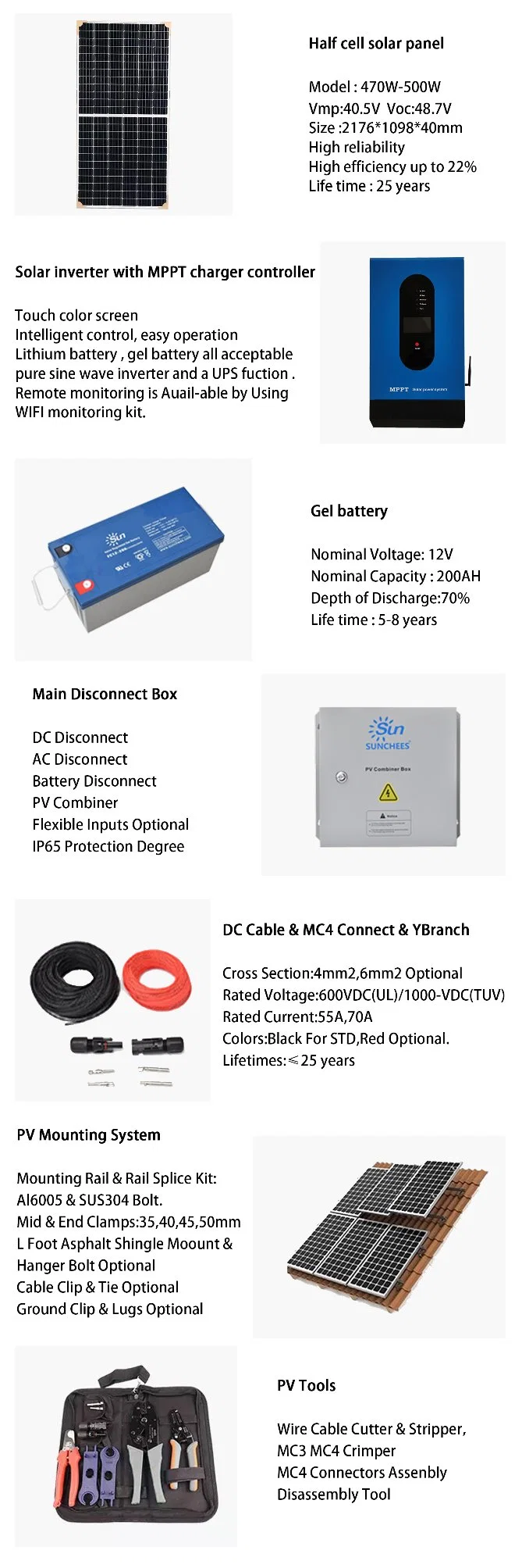 5kw Solar System Price 5 Kw 5000W Home Solar Power System 5kw Solar Panel System with Battery