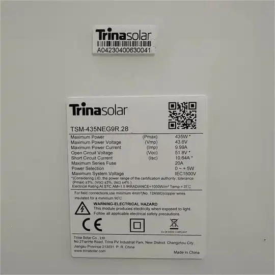 Trina Vertex S Tsm Neg9r. 28 Solar Panels 420W 430W 435W 440W 445W 450W N Type Dual Glass PV Module Black Frame Mono Solar Panel