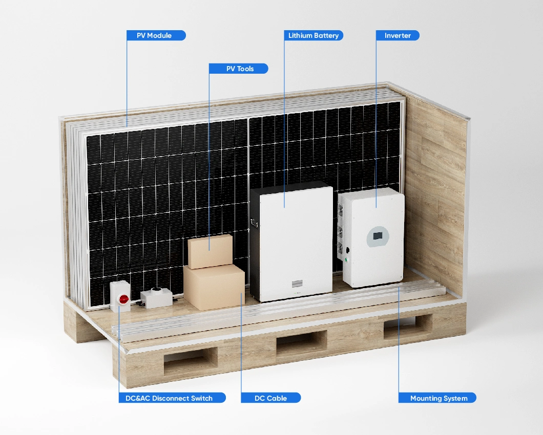 Complete Set of 3kv Solar System Panel 5000W 6000W 8000W Solar Hybrid PV Systems