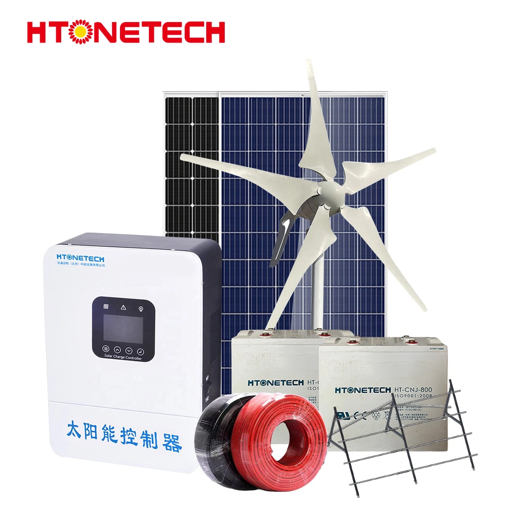 Htonetech Monocrystalline Solar Panels 395W Solar Power System Home 500W 1kw China Combined Solar and Wind System with Best Vertical Axis Wind Turbine