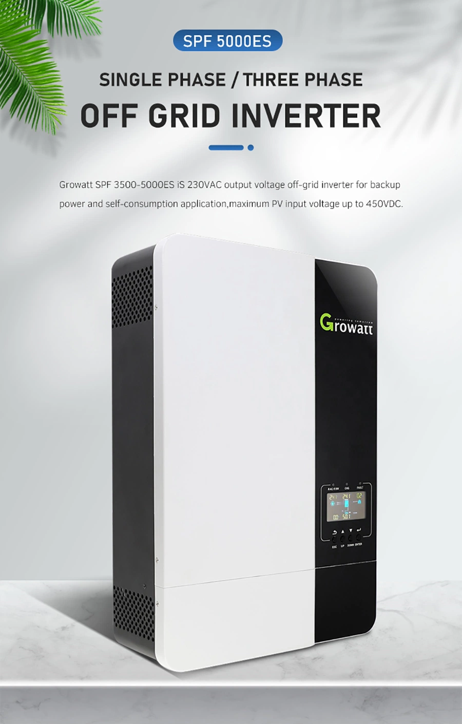 Wholesale Growatt Inverter 5kw SPF5000es 48VDC Single Phase Solar Inverter Integrated MPPT