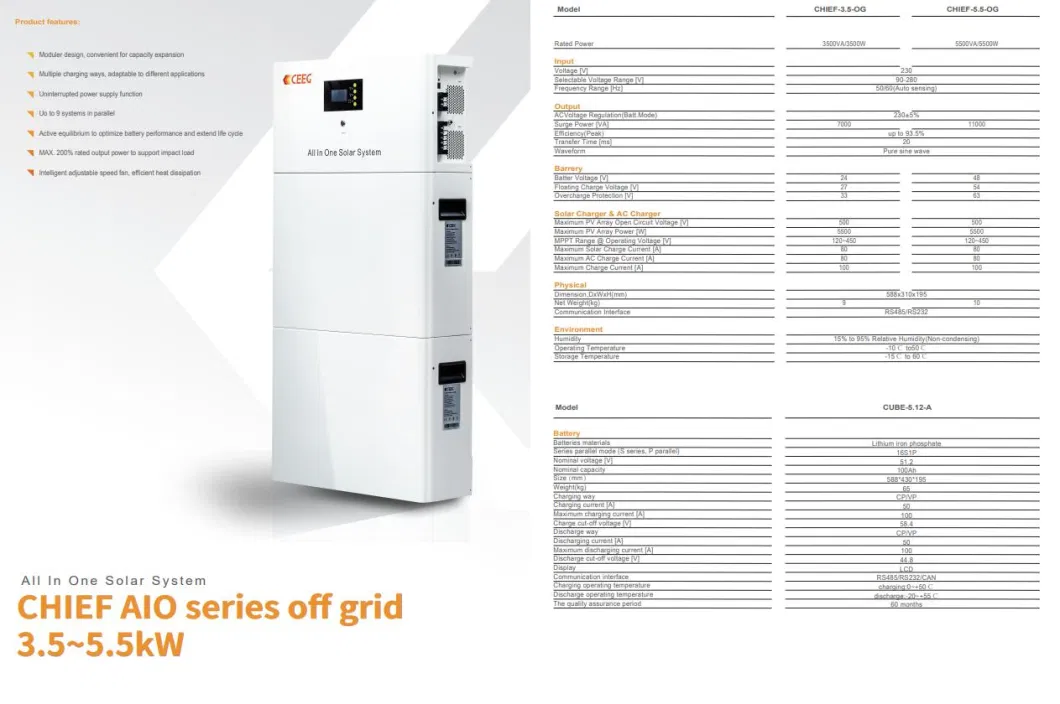 Complete Hybrid PV Power Solar Power System 5kw Energy Storage All-in-One Home Solar Energy System Kits