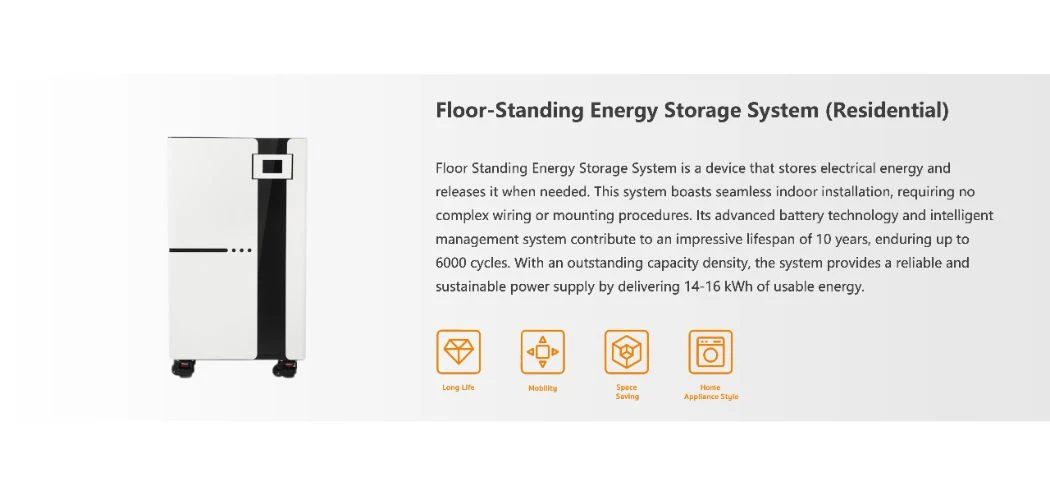 51.2V 16kwh Solar Panel House Floor Standing Lithium Battery Solar System Battery with Smart BMS