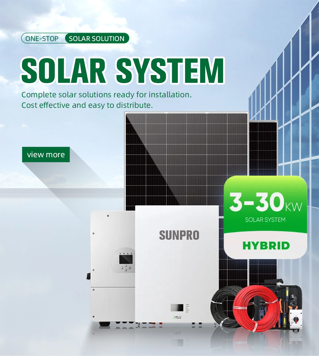 Three Phase on Grid Hybrid Full Solar Panel Complete Kit 25 Kw 35kw 40 kVA 100kw 500kw 1MW Solar Power System Price