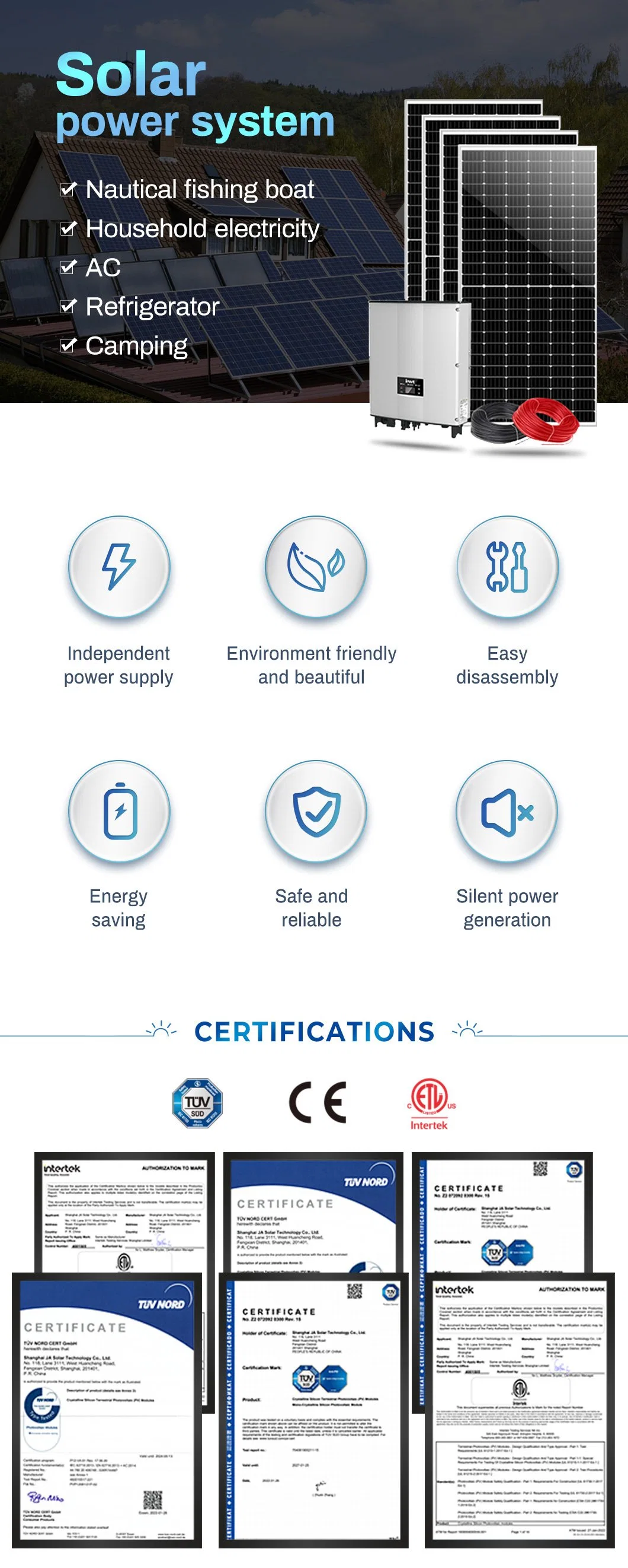 10kw on Grid Complete 5kv Solar System 6 Kw Solar Generator 6000W PV Panel