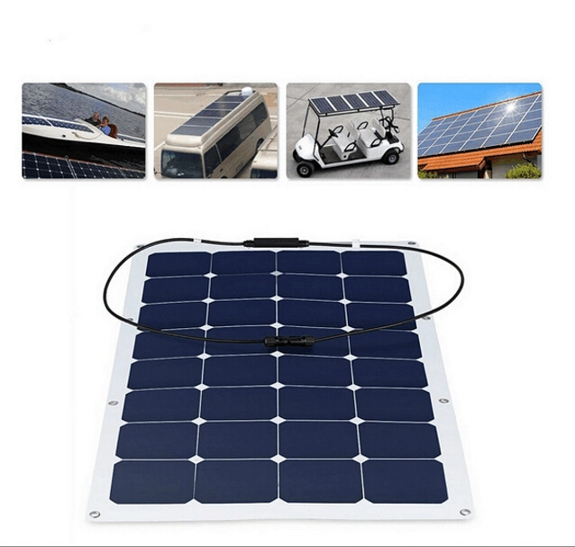 60W Sunpower Flexible Solar Panel, Waterproof Junction Box in The Back