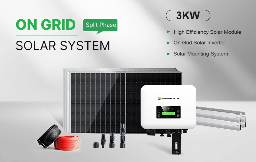 2kw 3000W 4kw 5kw on Grid Solar System with Panel Photovoltaic Storage Raw Materials From China in Stock