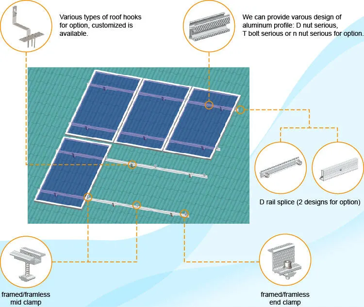 Solar Power 1.5 Kw Slate Bracket Stainless Steel Hook PV Tile Roof Mounting System