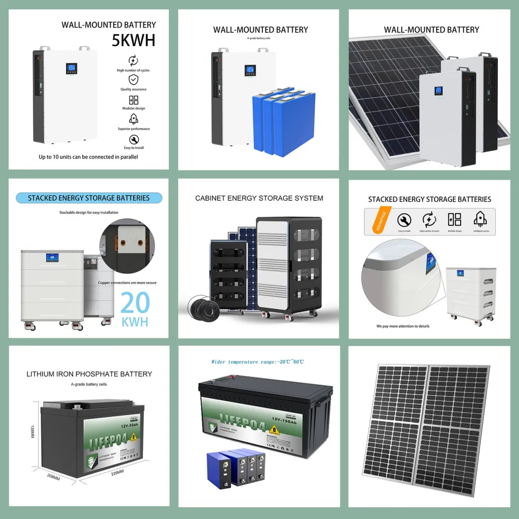 LFP Battery Solar Energy System 3kw 4kw 5kw 8kw 10kw Solar Panel System Solar Energy Power System for Home Storage System