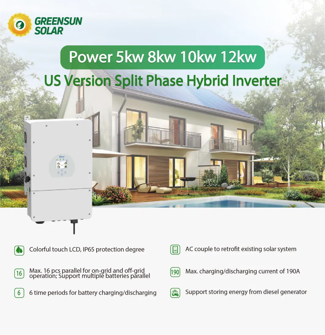 High Quality Deye Sun-12K-Sg01lp1-Us 12kw Split Phase Hybrid Inverter 48V Solar Inverters 5kw 6kw 8kw Hybrid Low Frequency Inverter
