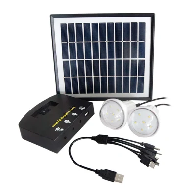  Panel solar de iluminación del hogar Kit de energía con el teléfono cargando
