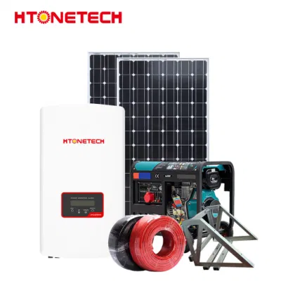  Htonetech Solar Panel Monocrystalline 500W Vendedores Wind Grid Tie Inverter China sistema de energía solar de la casa pequeña con generador diesel 30kVA