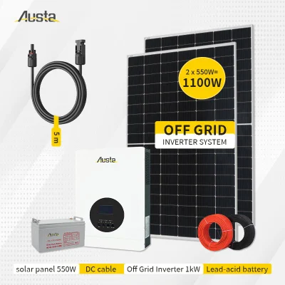  Portátil de 1kw Inicio fuera de la red híbrida de alimentación AC DC INVERTER Sistema de Energía Solar con MPPT Controlador de carga