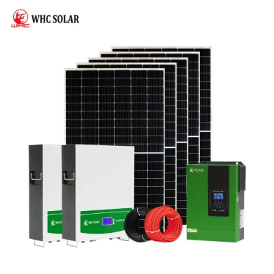  WHC Factory Price Home uso fuera de la red 1KW 3kw 5kw 7kW 10kwh LiFePO4 Generador de panel de batería Inversor híbrido Energía solar Sistema 10KW atado a la rejilla