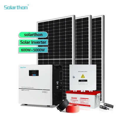  Juego completo todo en uno Inversor de potencia solar híbrido 5kw On off Grid Solar Panel System montaje en pared fotovoltaica 3500W Sistema de energía solar para el hogar