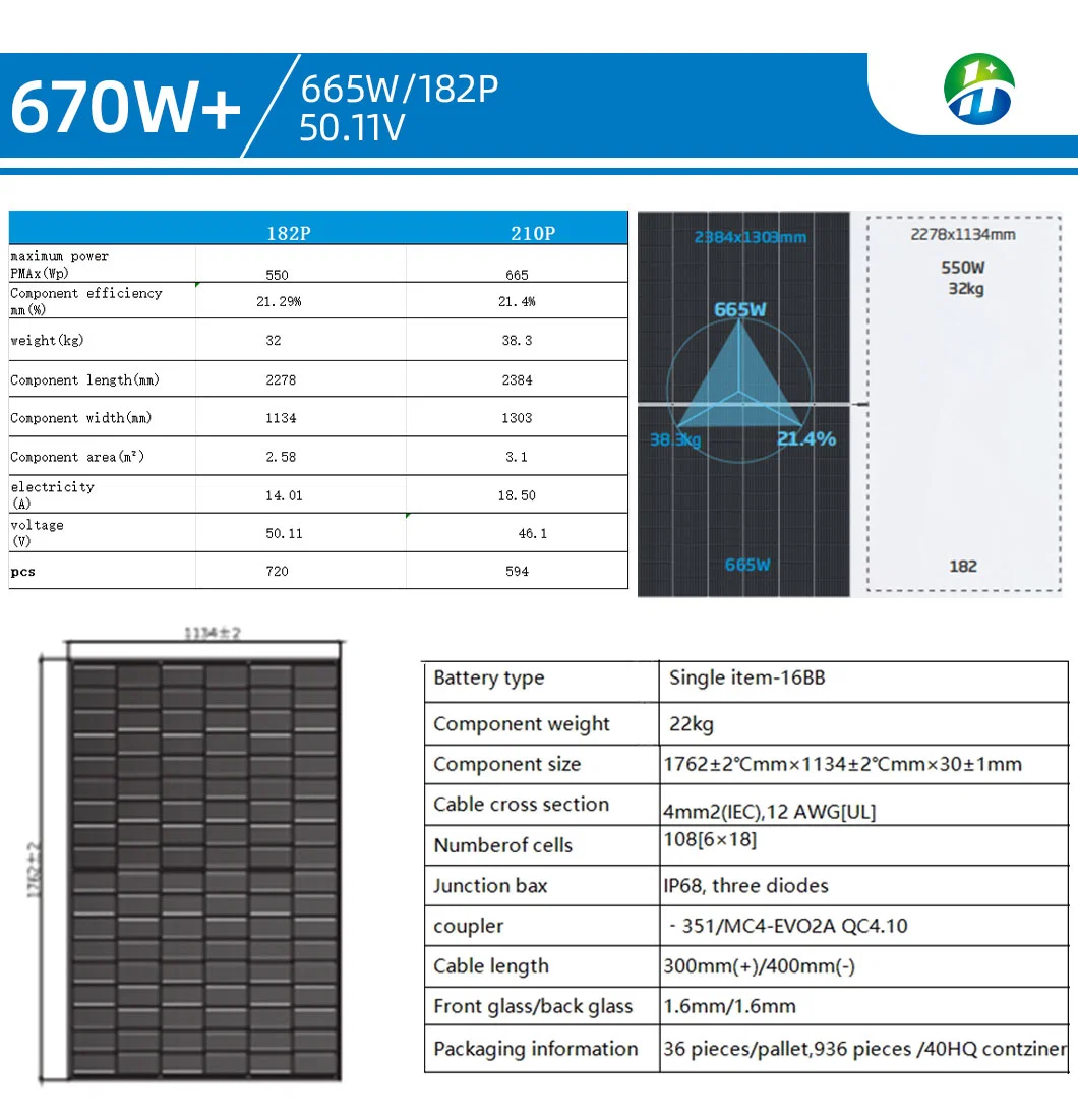 440W 455W 460W 182mm Mono Solar Panel 470W 480W Monocrystalline Photovoltaic Solar Power Panels