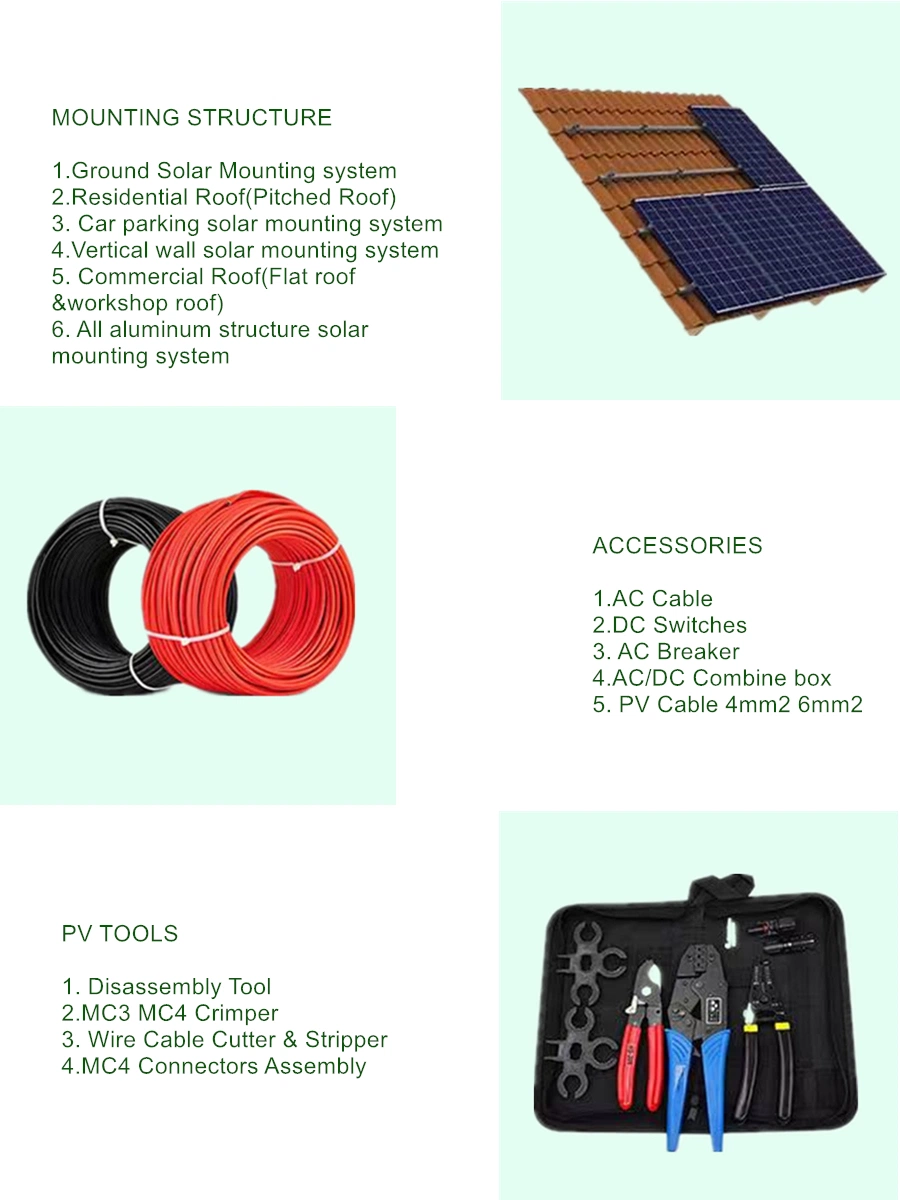 1kw 3kw 5kw 8kw 10kw 15kw 20kw 30kw on Grid Solar Power System Solar Panel Kit for Home Solar System Price