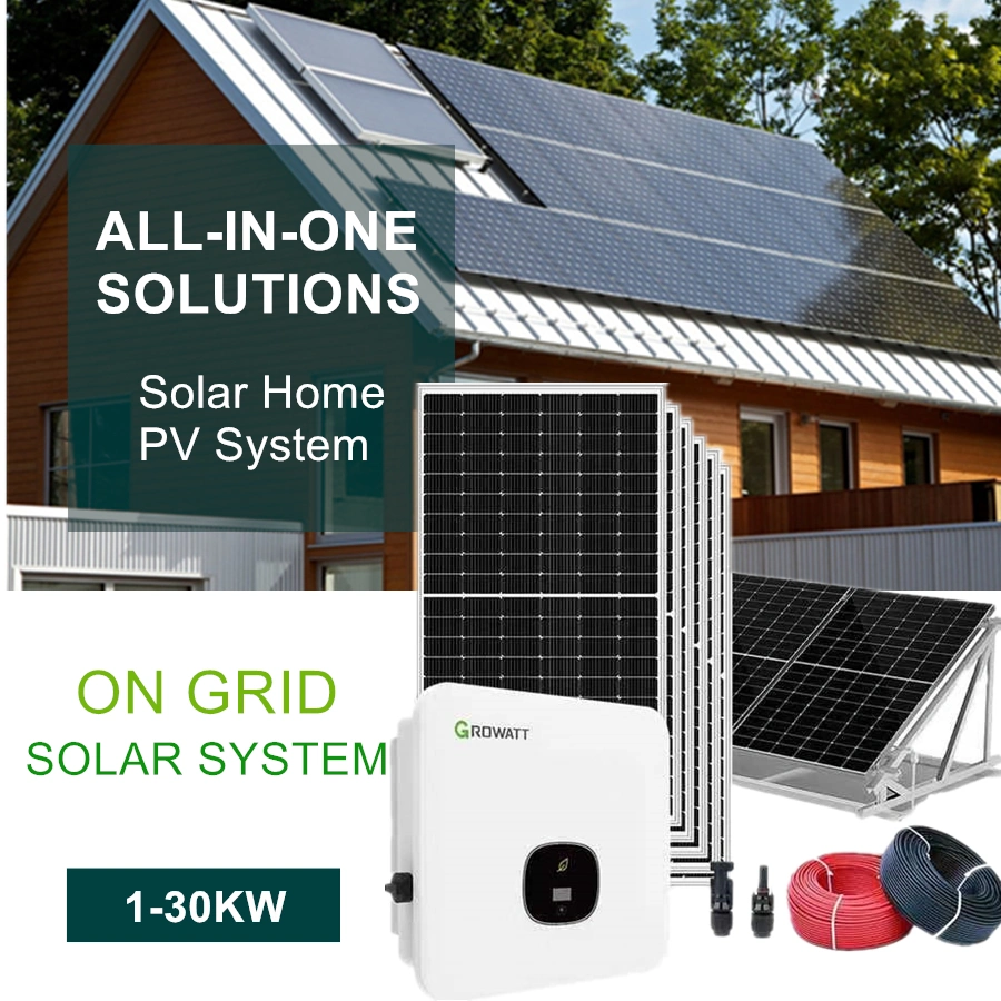1kw 3kw 5kw 8kw 10kw 15kw 20kw 30kw on Grid Solar Power System Solar Panel Kit for Home Solar System Price