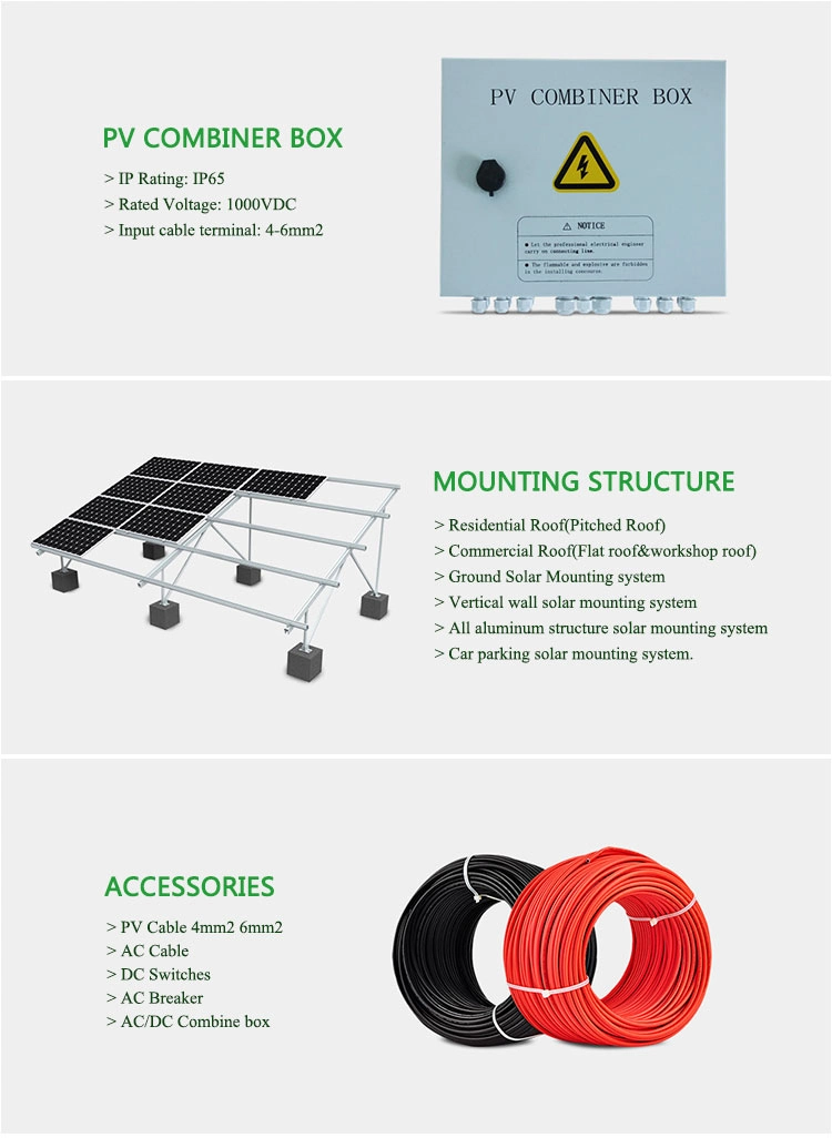 50kw 60kw Hybrid Grid Residential Roof Ground House Best Solar Energy Power System for Home