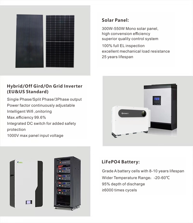 Home Use 8kw Photovoltaic Cells Power Panel System Complete Set Solar Kits
