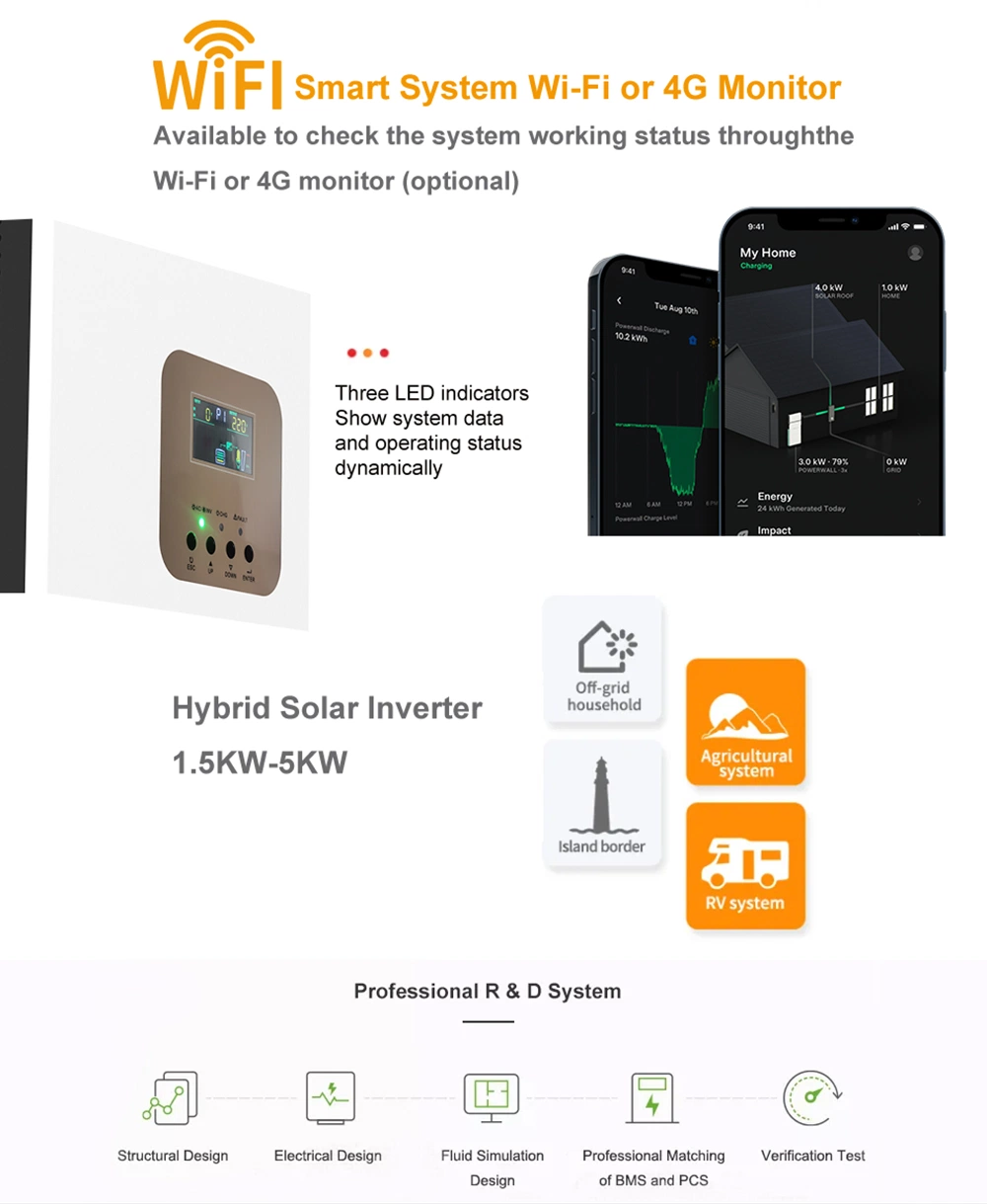 Factory Price 5kw off Grid Inverter Solar Power Charging System Single Phase Inverter for Home Use